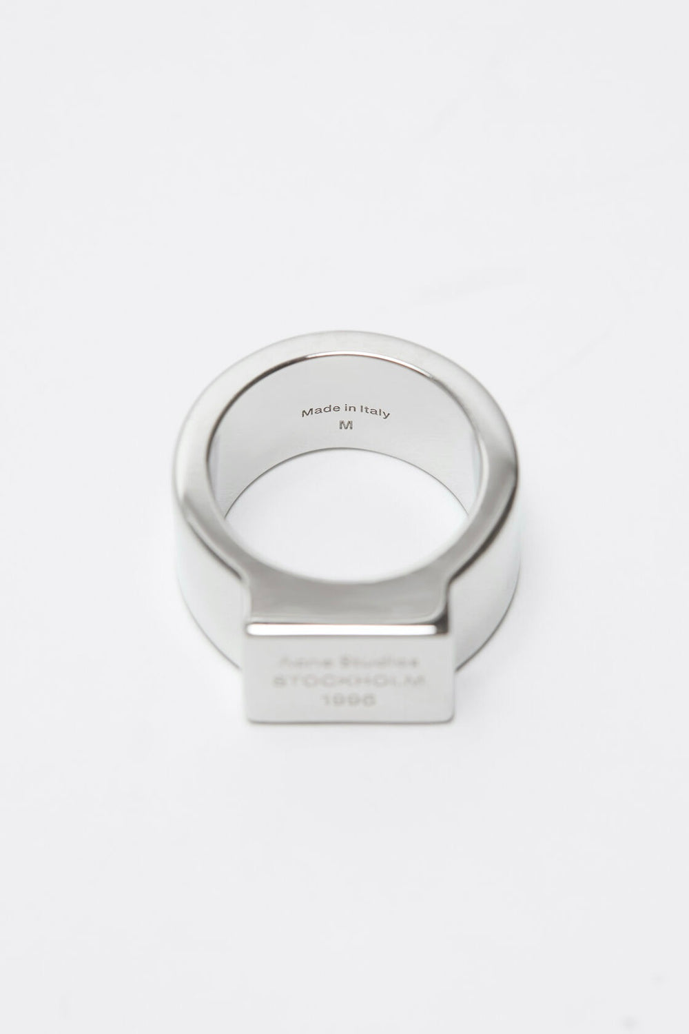 ACNE STUDIOS Logo Engraved Signet Ring Silver - Dale