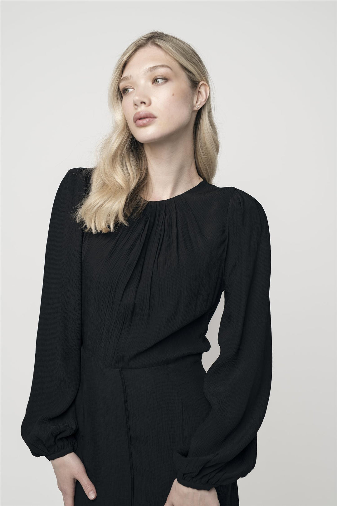Ava Hammered Dress Black