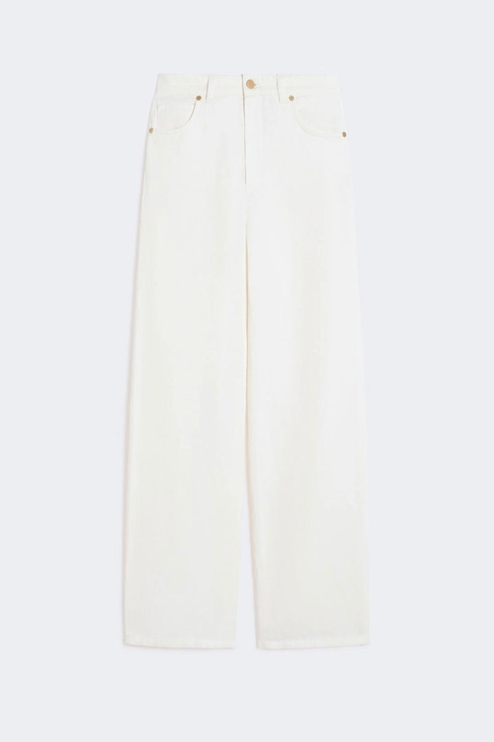 Cotton and Linen 5-pocket Trousers White