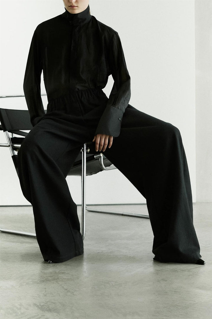 Dora Flannel Wool Trousers Black