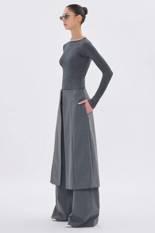 Elisabetta Tailored Wool Trousers Grey Melange
