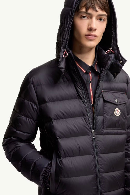 Verith Hooded Short Down Jacket Dark Blue