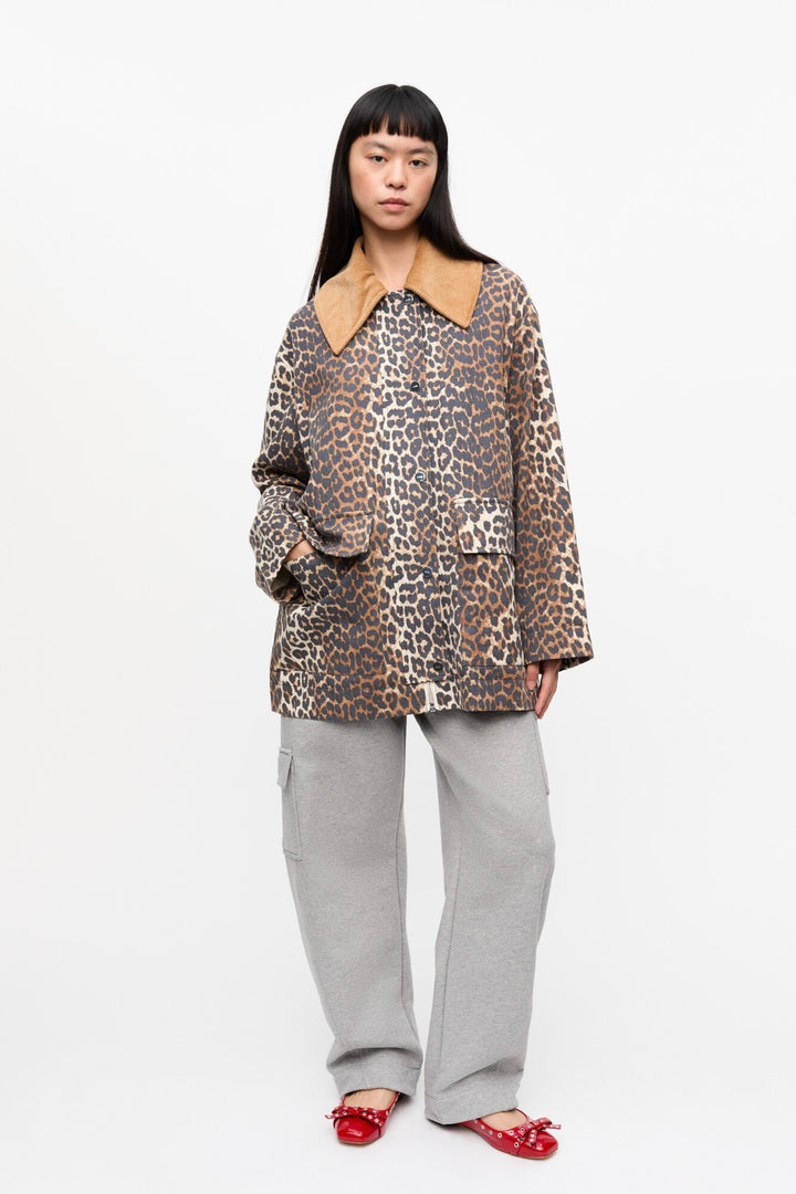 Printed Canvas Midi Jacket