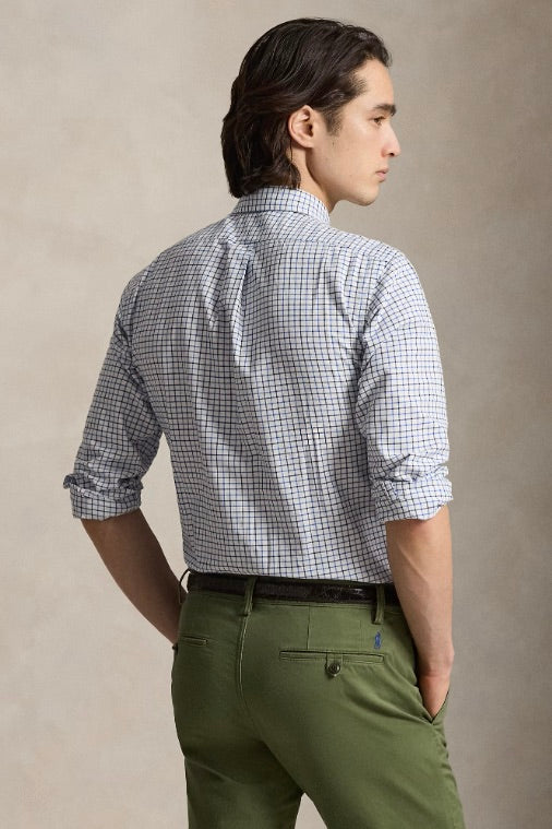 Custom Fit Tattersall Oxford Shirt White/Blue Multi