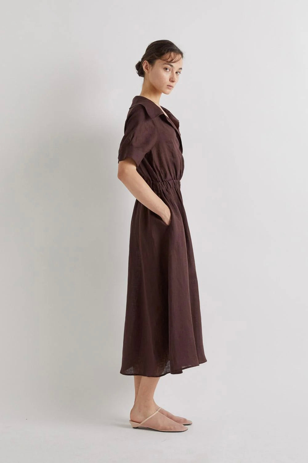 Linen Midi Dress Moka