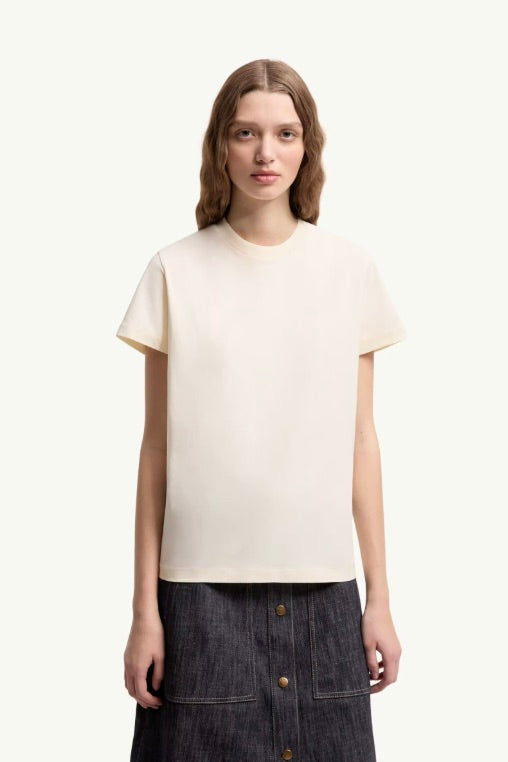 MONCLER Embroidered Logo Cotton T-Shirt White - Dale