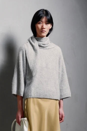 AKS LABEL Nela Brushed Wool Knit Grey Melange - Dale
