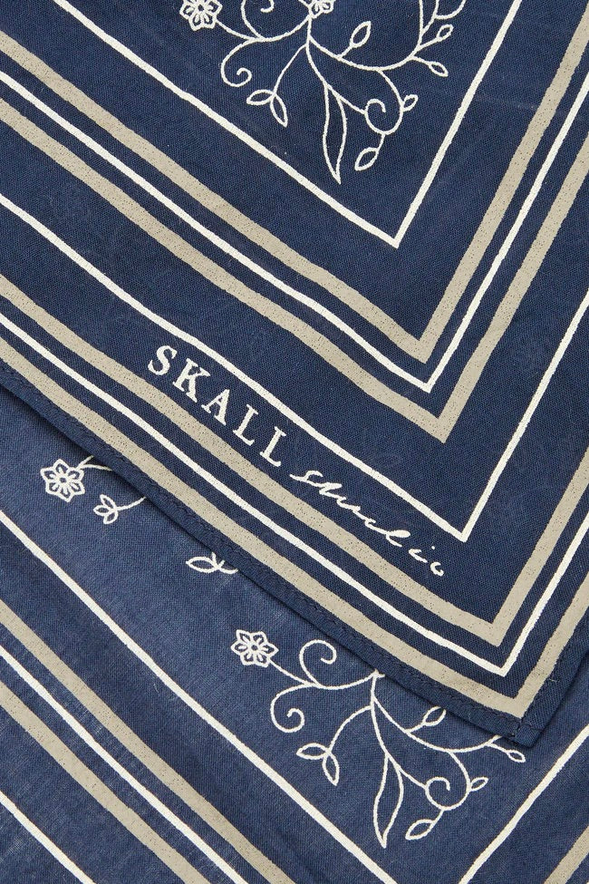 Skall classic scarf 55x55 Navy/Beige/Cream