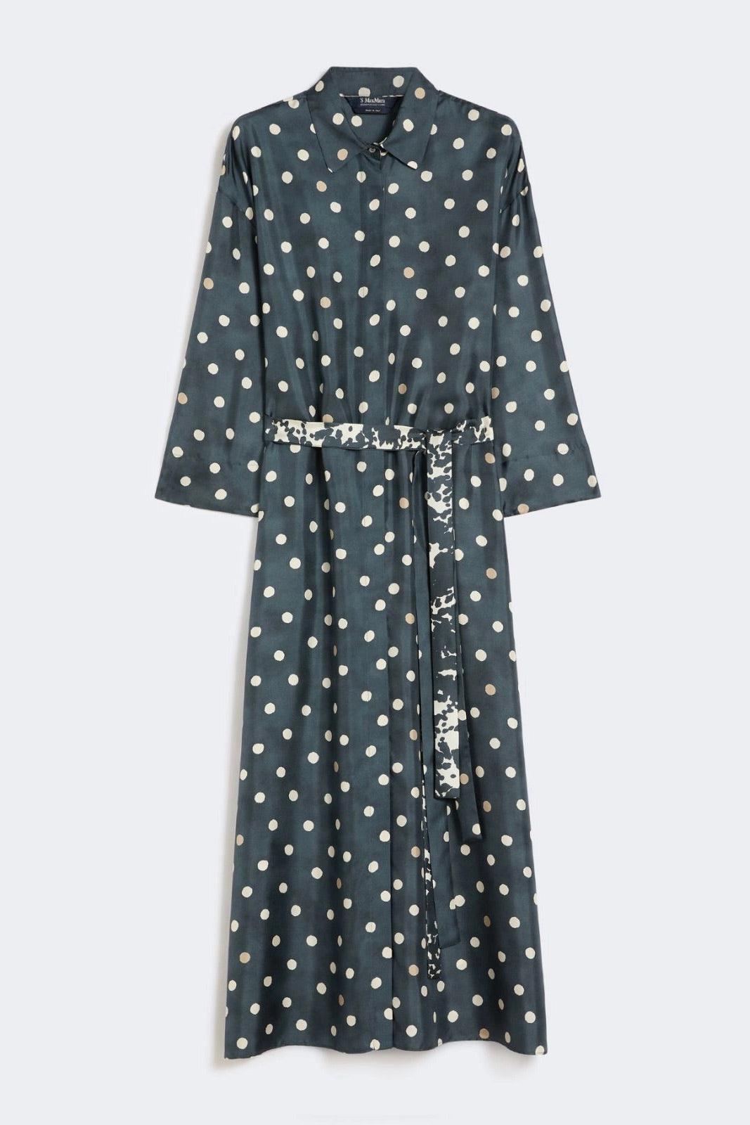 Printed Twill Silk Dress Ultramarine