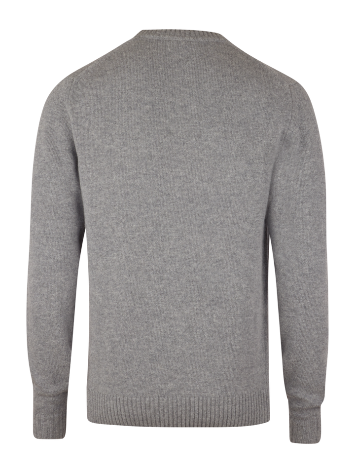 Pullover Knitted Crew Neck Carded Merino Wool Grey