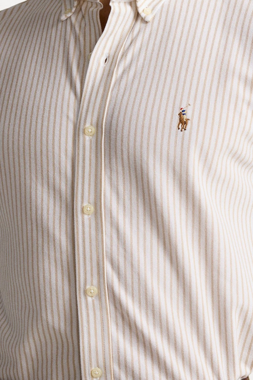 POLO RALPH LAUREN Herringbone Knit Oxford Shirt White/Coastal Beige - Dale