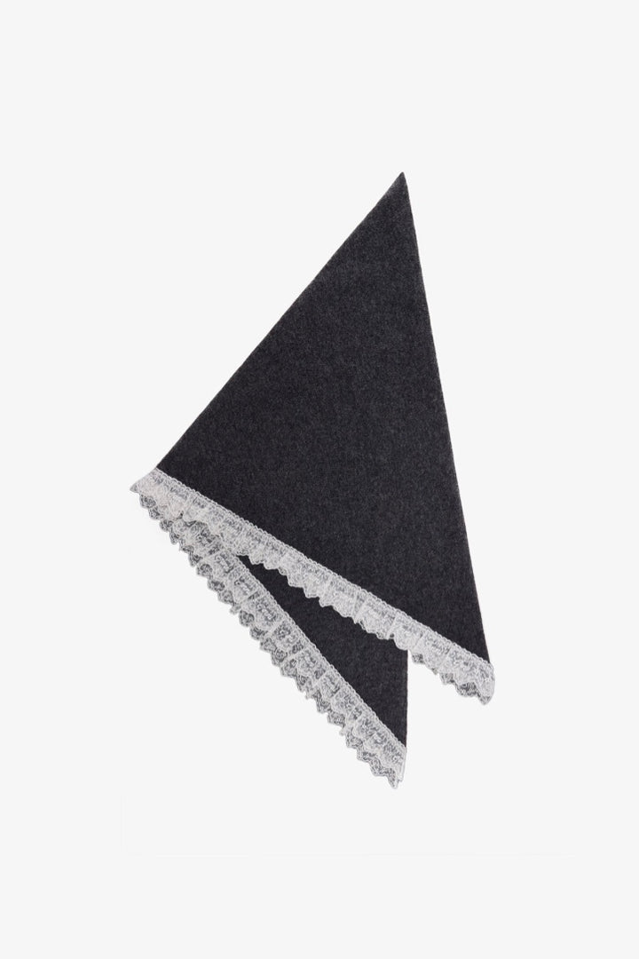 Wool Lace Triangular Scarf Phantom