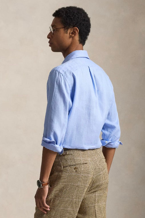 POLO RALPH LAUREN Custom Fit Linen Shirt Austin Blue - Dale