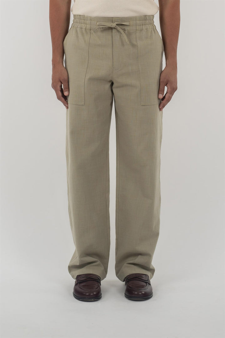Pantalon Elastiqué Coton Khaki