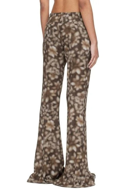 Fluid Print Trousers Brown