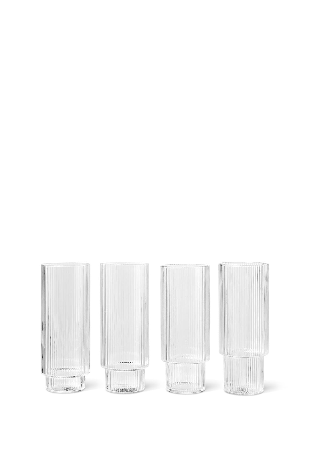 ferm LIVING Ripple Long Drink Glasses Clear - Set of 4 - Dale