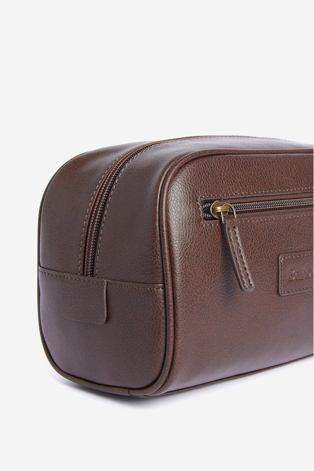 Barbour Leather Washbag Dark Brown