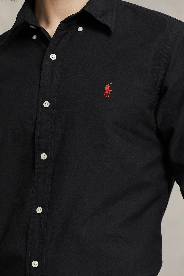 POLO RALPH LAUREN Custom Fit Garment-Dyed Oxford Shirt Polo Black - Dale