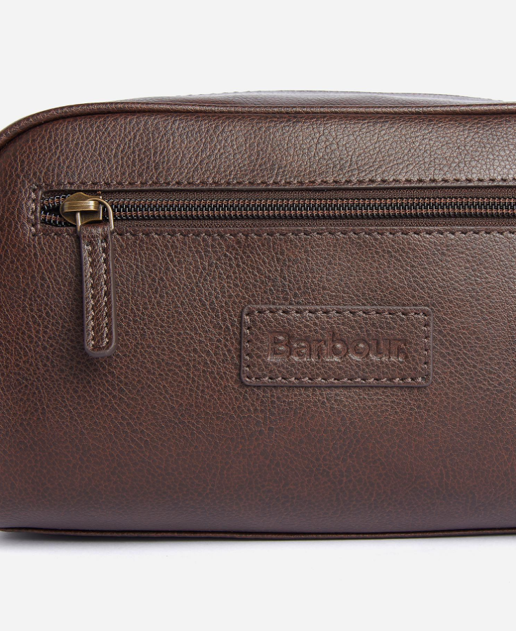 Leather Washbag Dark Brown