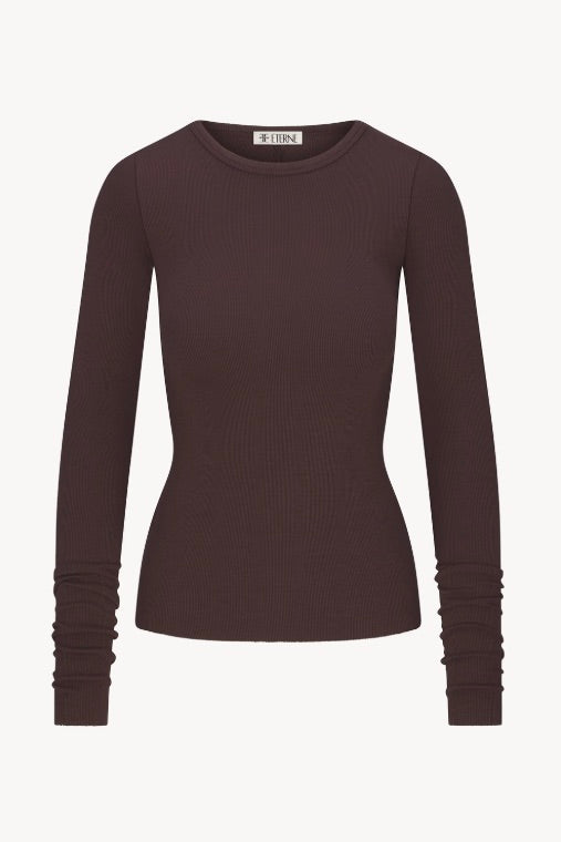 Long Sleeve Fitted Top Espresso