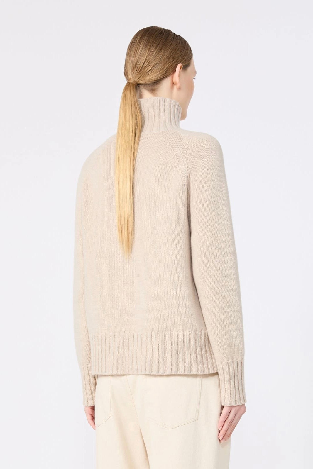 Wool and Cashmere Polo-neck Sweater Albino