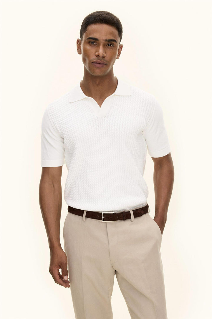 OSCAR JACOBSON Alf Short Sleeve Poloshirt Snow White - Dale