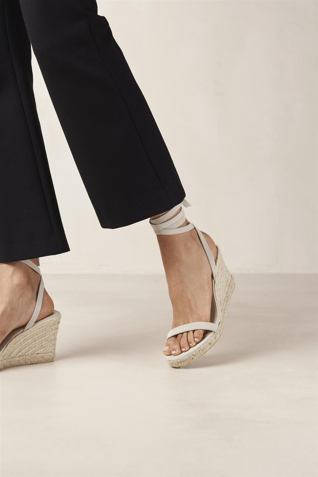 Willa Suede Cream Leather Espadrilles