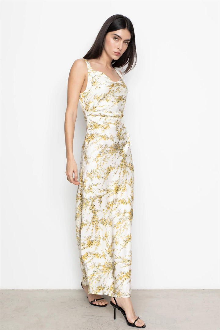 Anna Dress Yellow Mimosa Print