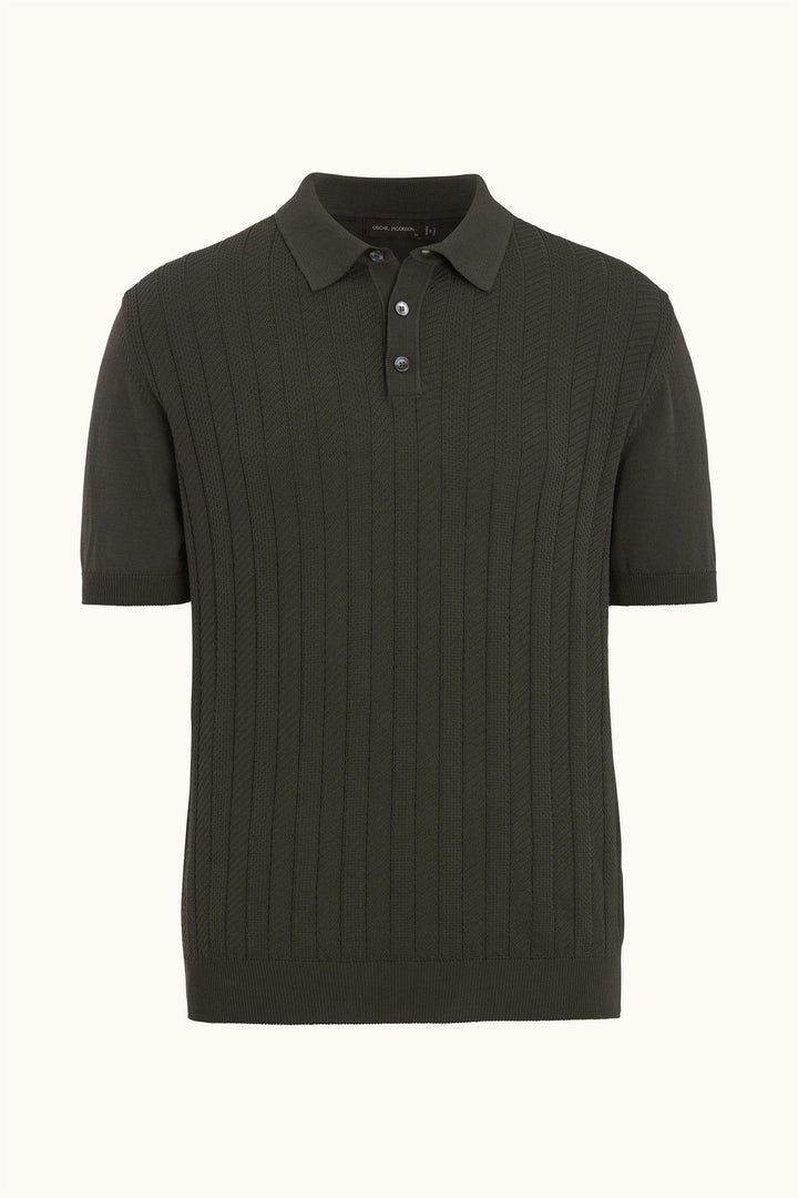 OSCAR JACOBSON Barto Stripe Poloshirt Nettle Green - Dale