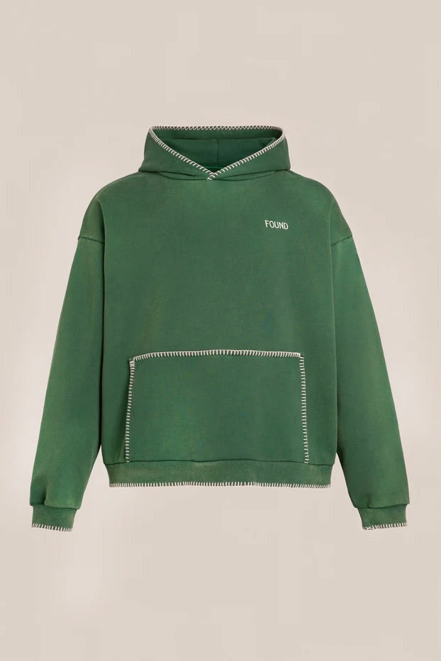 Stitched Border Hoodie Vintage Forest