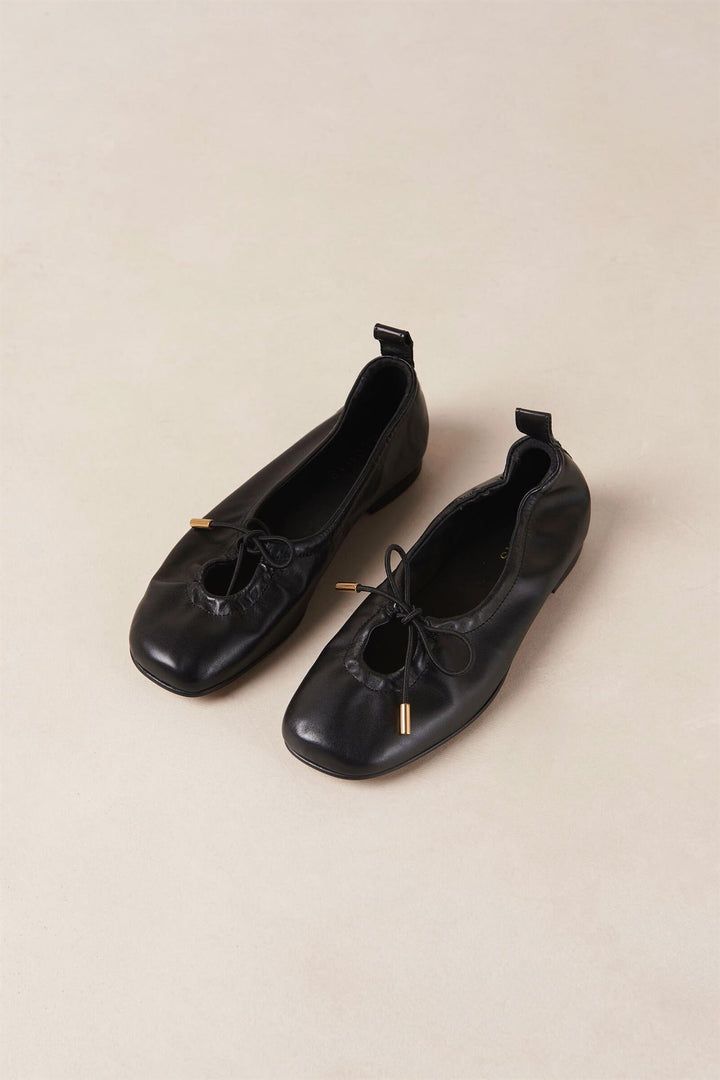 Rosalind Black Leather Ballet Flats