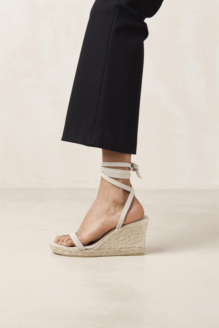 Willa Suede Cream Leather Espadrilles