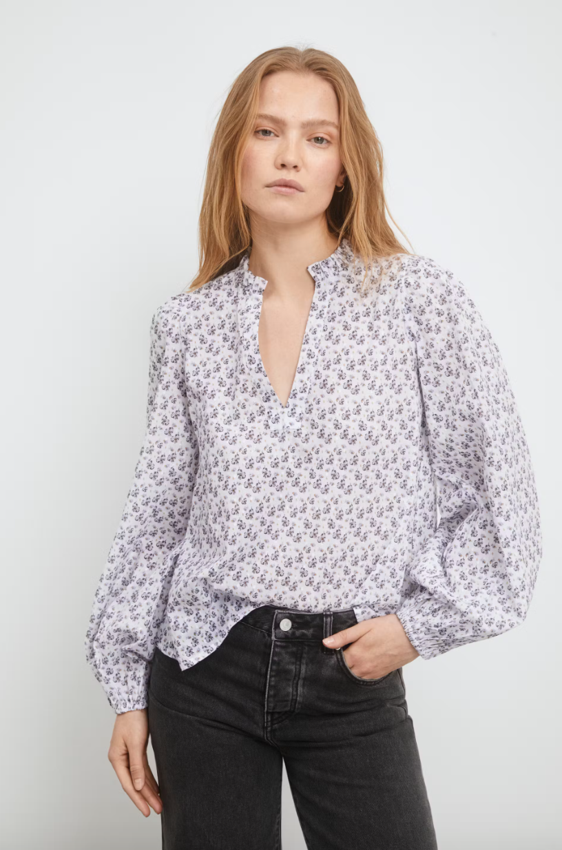 Karro Blouse White Lupin Print