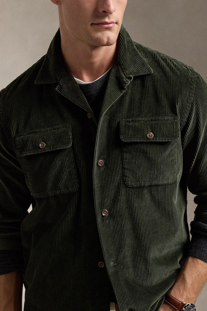 Classic Fit Corduroy Camp Shirt Estate Olive