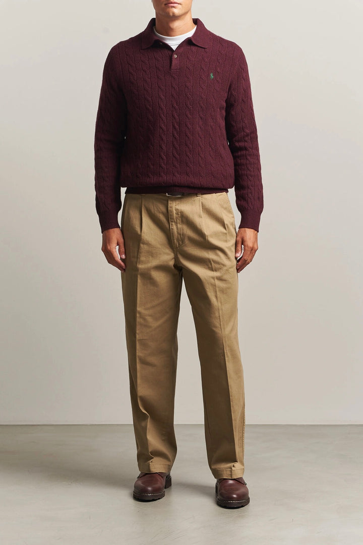 Cable-Knit Wool-Cashmere Jumper Aged Wine Heather