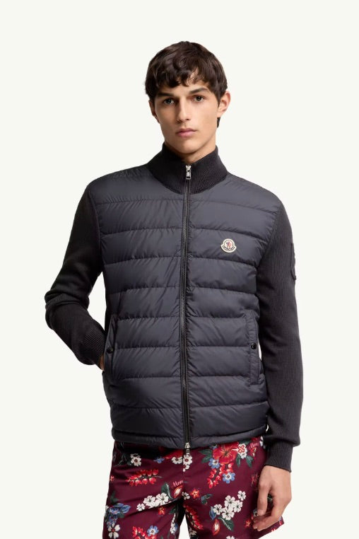 MONCLER Padded Zip-Up Cotton Cardigan Dark Blue - Dale