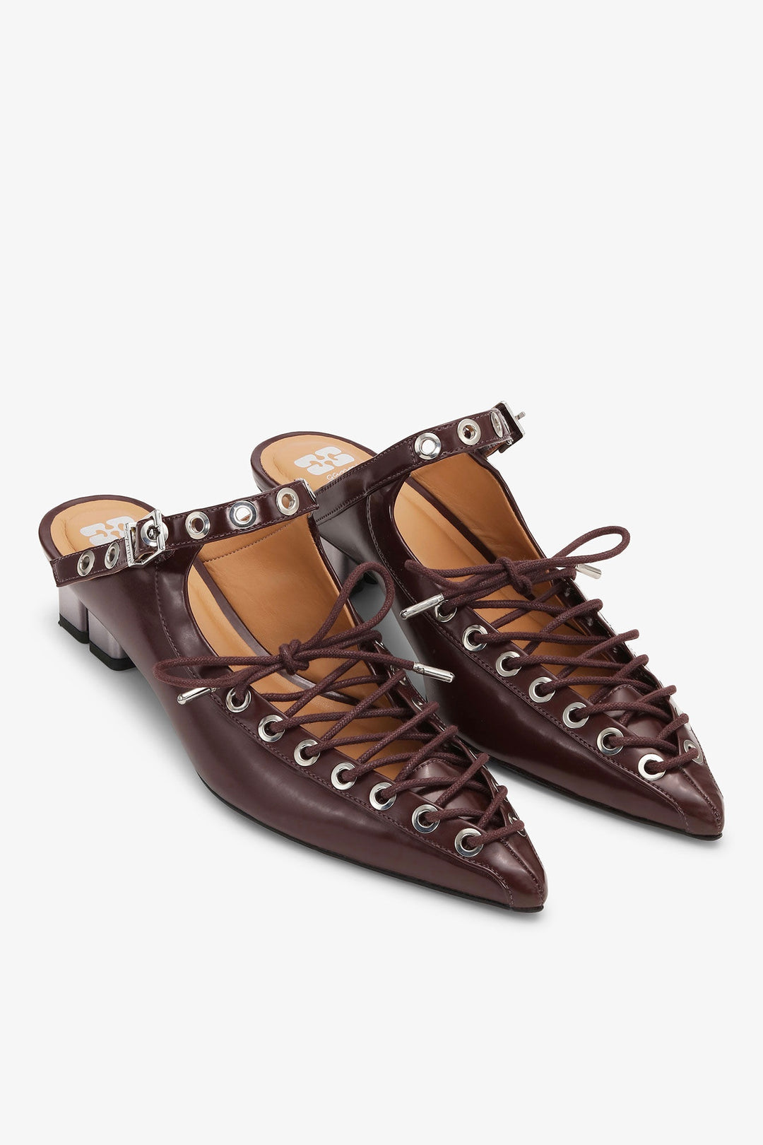 GANNI Eyelets Lace Up Mule Box Oleatex - Dale