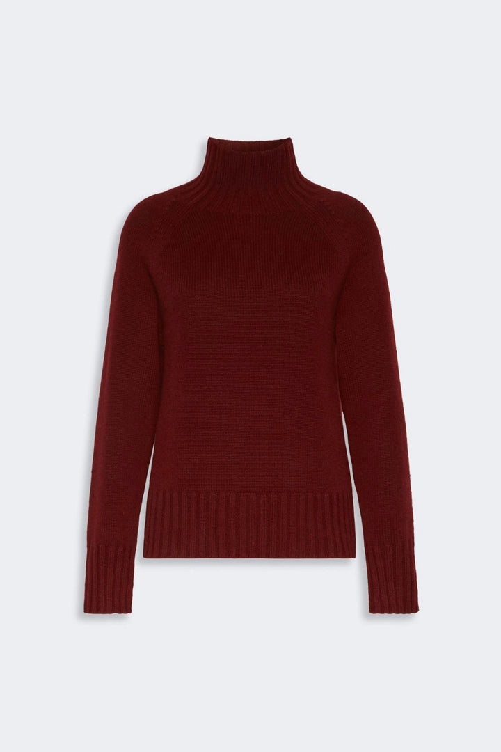 Wool and Cashmere Polo-neck Sweater Bordeaux