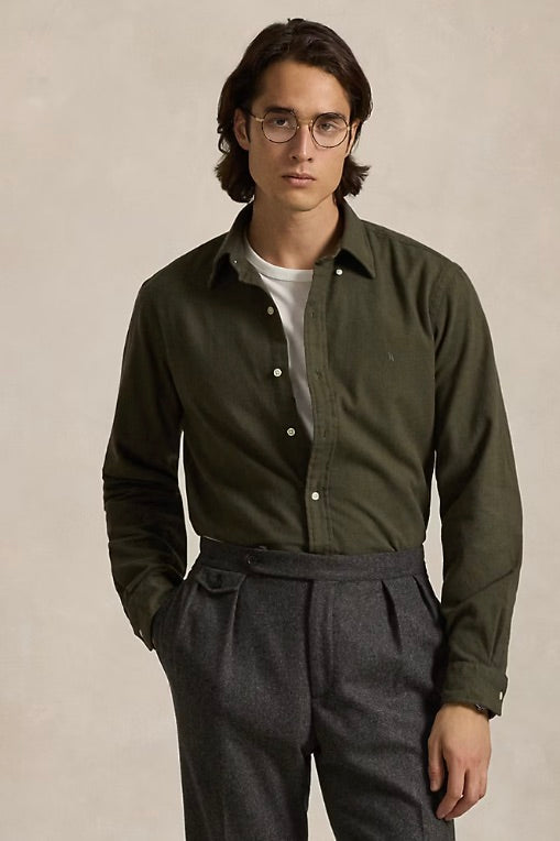 Custom Fit Brushed Flannel Shirt Ranger Green