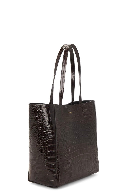 Small Elly Tote Dark Brown Embossed