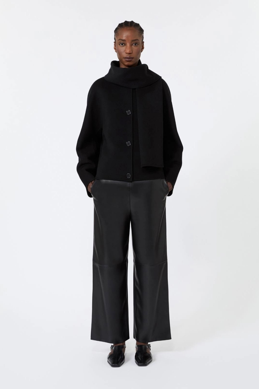 Coated Jersey Trousers Black