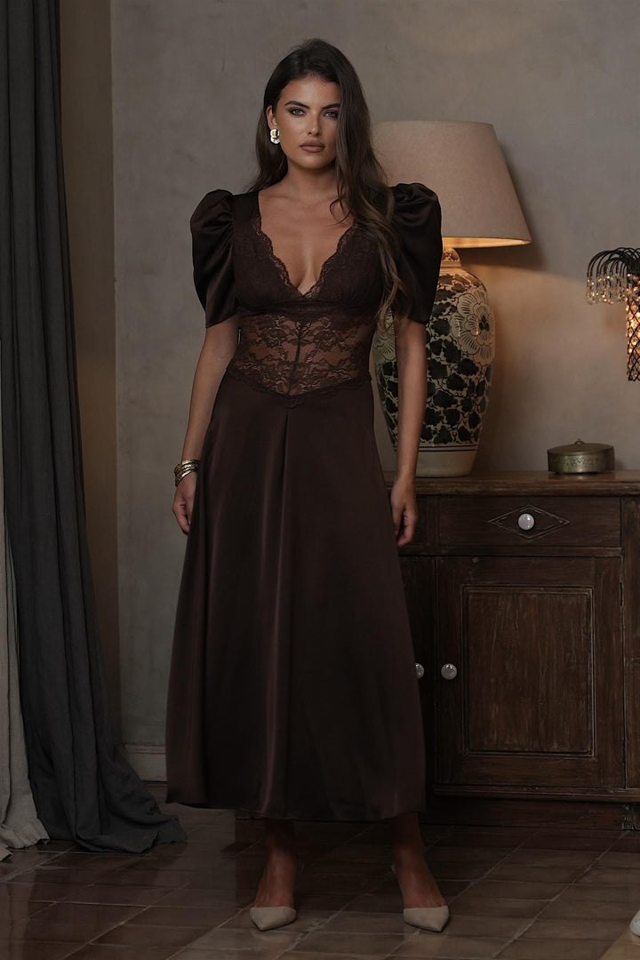 Francis Lace Midi Dress Espresso