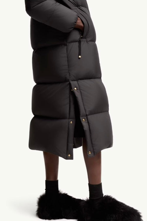 MONCLER Ornement Hooded Long Down Jacket Black - Dale