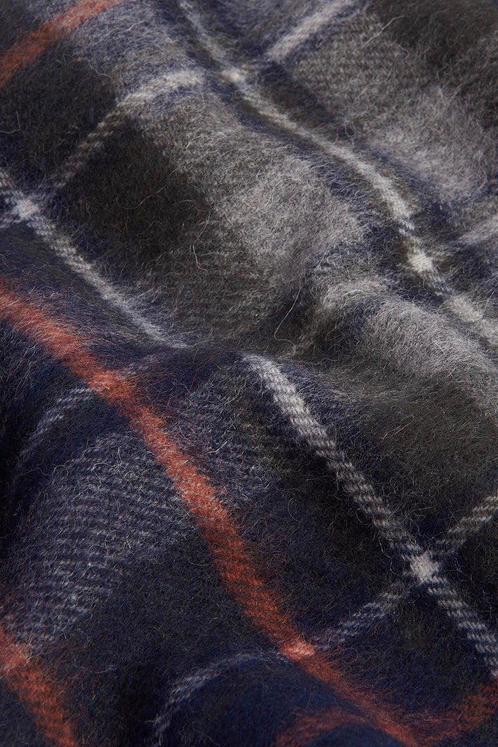 New Check Tartan Scarf Navy/Dark Ginger