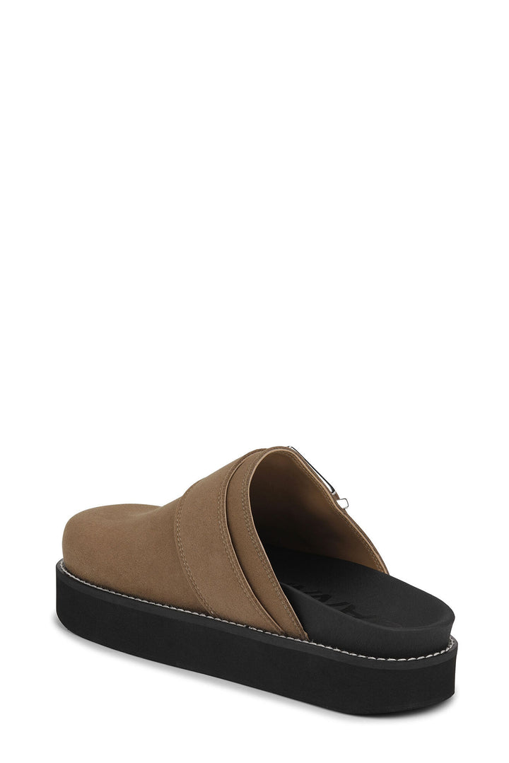 Brown Suede Feminine Buckle Mule Sandal