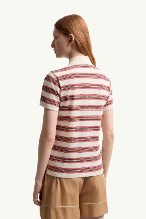 Striped Cotton Polo Shirt Red/White Stripe