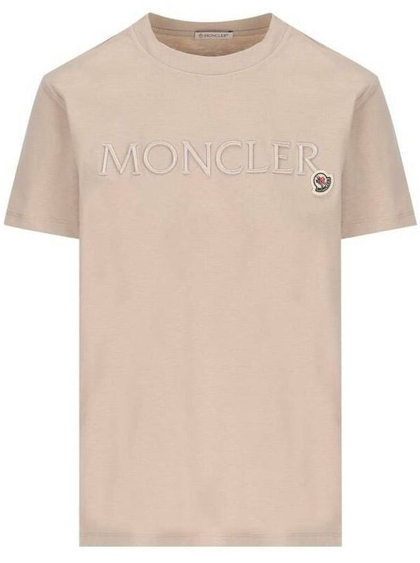 Embroidered Logo T-shirt Beige