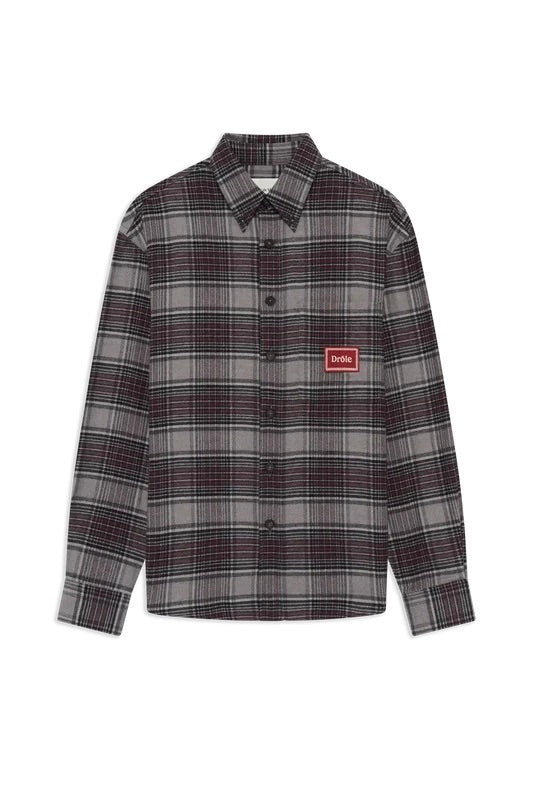 Boxy Flanel Checked Shirt Grey