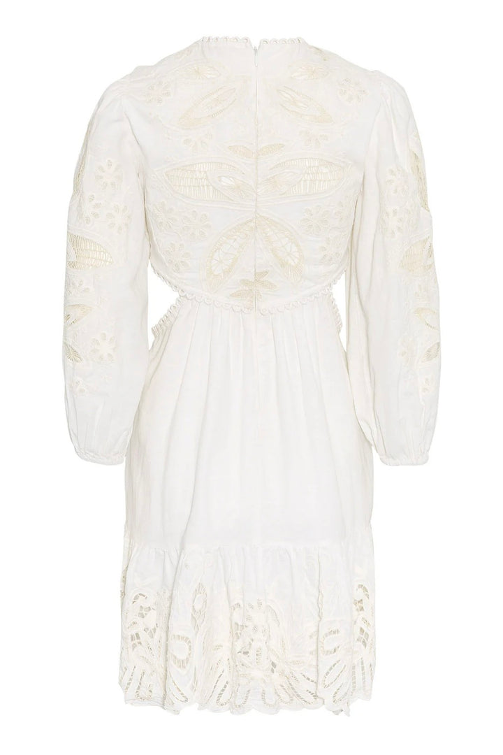 Arden Mini Dress White w/Embroidery