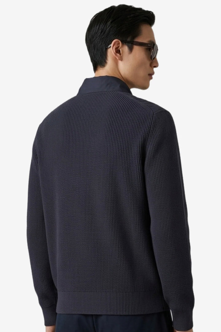 Quilted Front Cardigan Dark Blue
